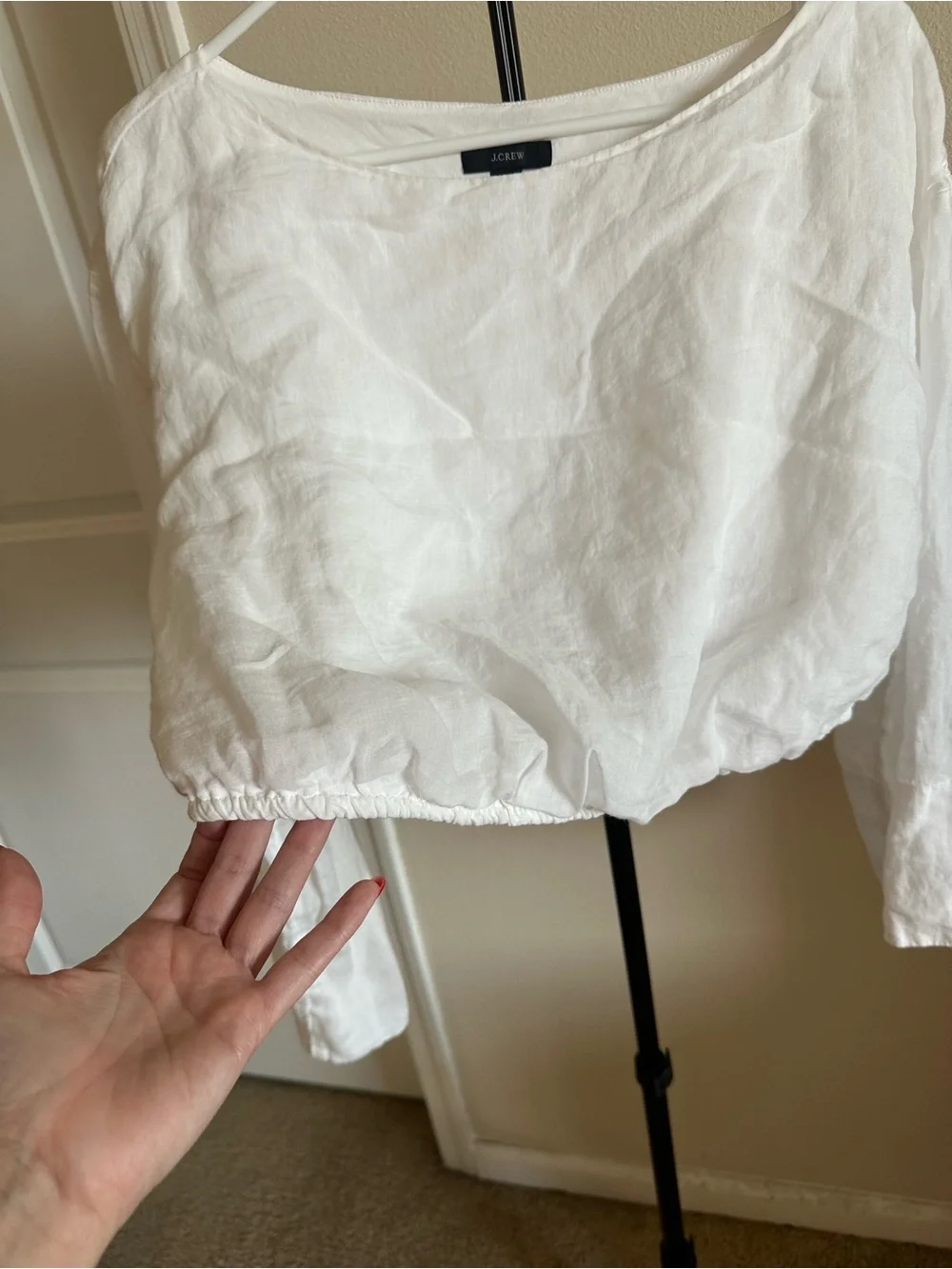 J. Crew White 100% Ramie Cropped Top